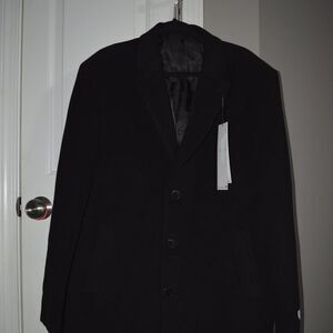 NWT Calvin Klein Men's Prosper Wool-Blend Slim Fit Overcoat Black 46R MSRP $395